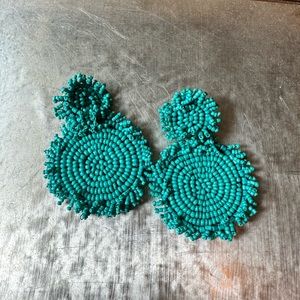 Teal statement earrings